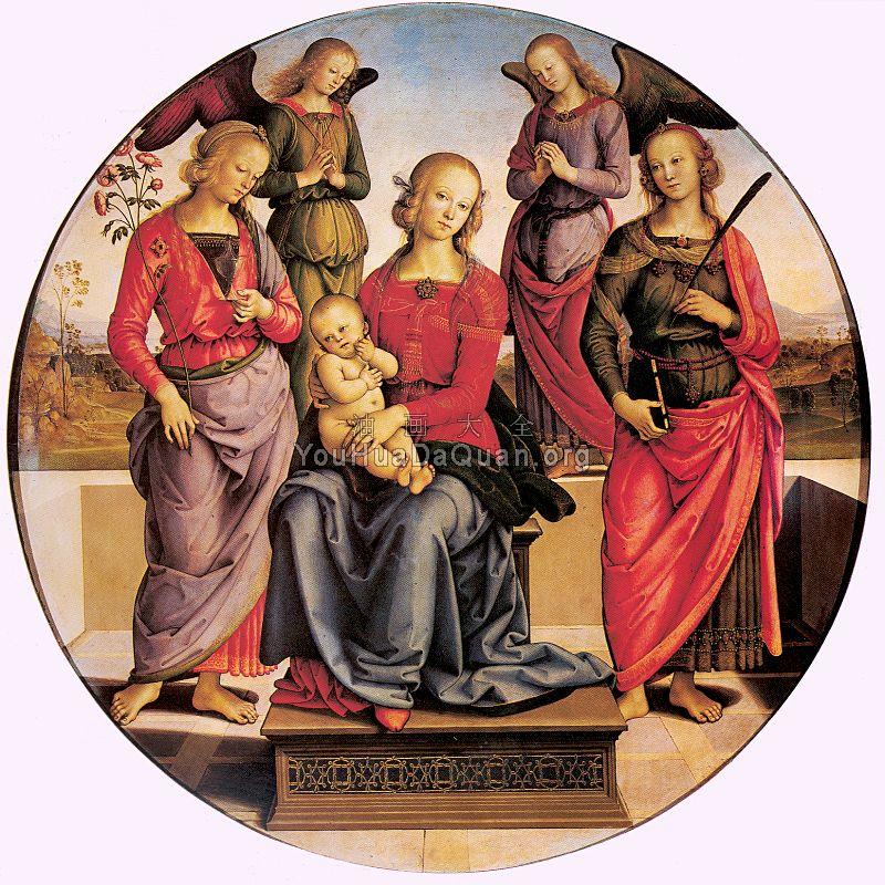 Madonna Enthroned with Child and Two Saints - 彼得罗·贝鲁吉诺